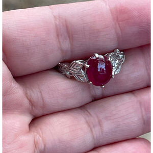 NWT Cabochon Natural Ruby Ring Size 8.5 in 925 Sterling Silver
